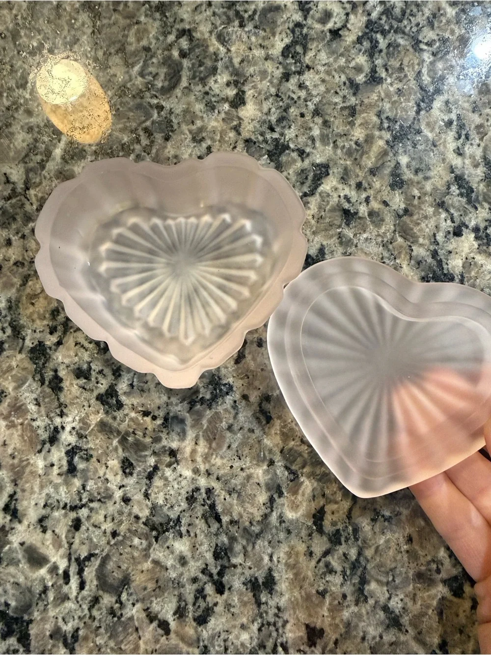 Heart-Shaped Pink Glass Trinket Dish